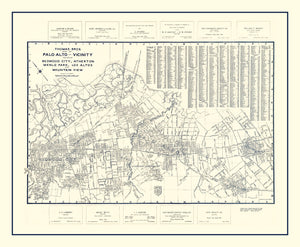 Vintage Map of Palo Alto, California 1920