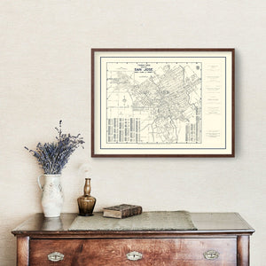 Vintage Map of San Jose, California 1920
