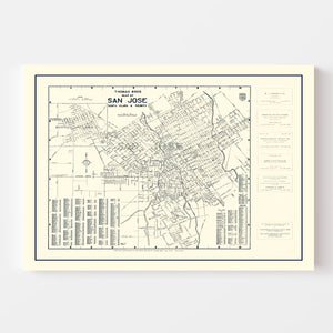 Vintage Map of San Jose, California 1920