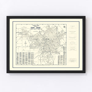 Vintage Map of San Jose, California 1920