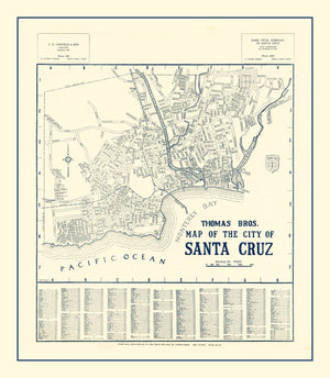 Vintage Map of Santa Cruz, California 1920