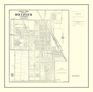 Vintage Map of Hollister, California 1920