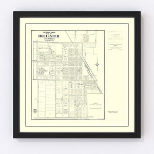 Vintage Map of Hollister, California 1920