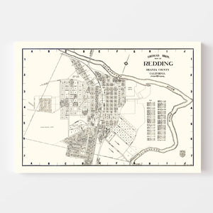 Vintage Map of Redding, California 1920