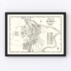 Vintage Map of Redding, California 1920
