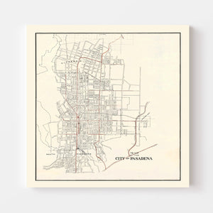 Vintage Map of Pasadena, California 1922