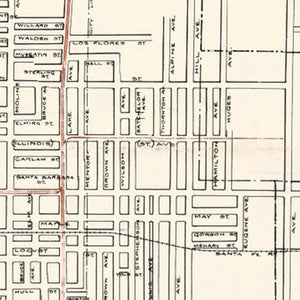 Vintage Map of Pasadena, California 1922