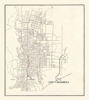 Vintage Map of Pasadena, California 1922