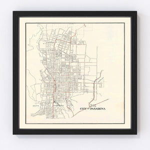 Vintage Map of Pasadena, California 1922