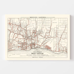 Vintage Map of Montecito, California 1924