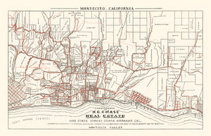 Vintage Map of Montecito, California 1924
