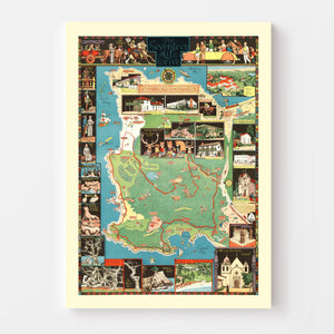 Vintage Seventeen Mile Drive California Map 1927