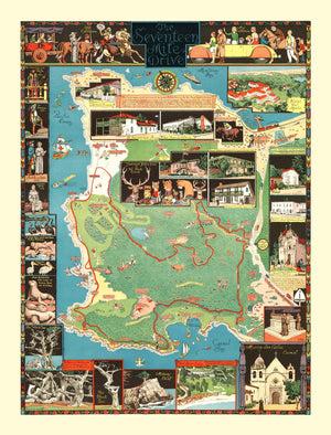 Vintage Seventeen Mile Drive California Map 1927