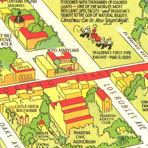 Vintage Map of Pasadena, California 1933