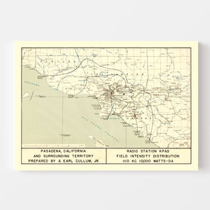 Vintage Map of Pasadena, California 1935