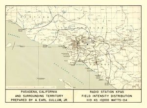 Vintage Map of Pasadena, California 1935