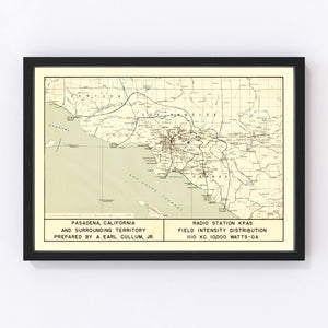 Vintage Map of Pasadena, California 1935