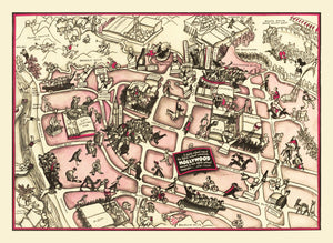 Vintage Map of Hollywood, California 1937