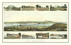 Vintage Map of New Haven, Connecticut 1862
