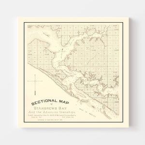 Vintage Map of Panama City, Florida 1887