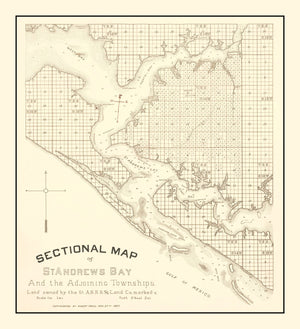 Vintage Map of Panama City, Florida 1887