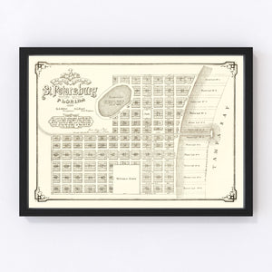 Vintage Map of St. Petersburg, Florida 1889