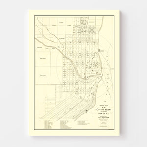 Vintage Map of Miami, Florida 1905