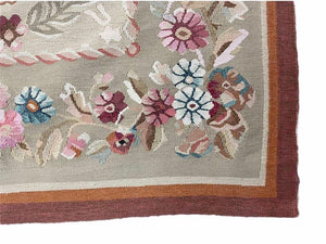 9x13 Needlepoint Carpet, French Design Rug, Hand-Knotted, Brand New Needlepoint Rug 9 x 13, English French European Style, Beige Floral
