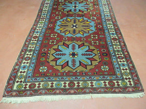 4' X 6' Vintage Handmade Caucasian Shirvan Russian Armenian Wool Rug Colorful