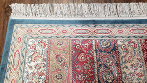 Paisley Pattern Silk Rug, Boteh Design, All Silk Accent Rug, Oriental Carpet, Very Detailed, 2' 8" x 4' 1", New, Bamboo Silk