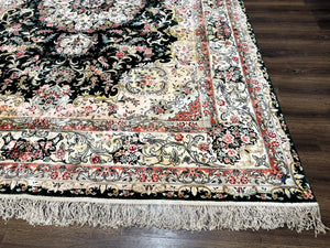 Silk Indian Kashmiri Rug 9x12, Vintage Hand Knotted Carpet