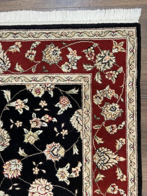 Pak Persian Rug 3x5, Black and Red, Floral Allover, Vintage Hand Knotted Wool Oriental Carpet, Pakistani Rug, Small Handmade Area Rug 3 x 5
