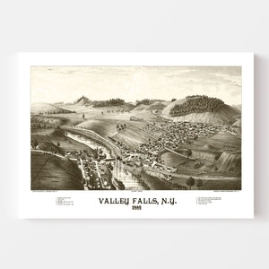Vintage Map of Valley Falls, New York 1887