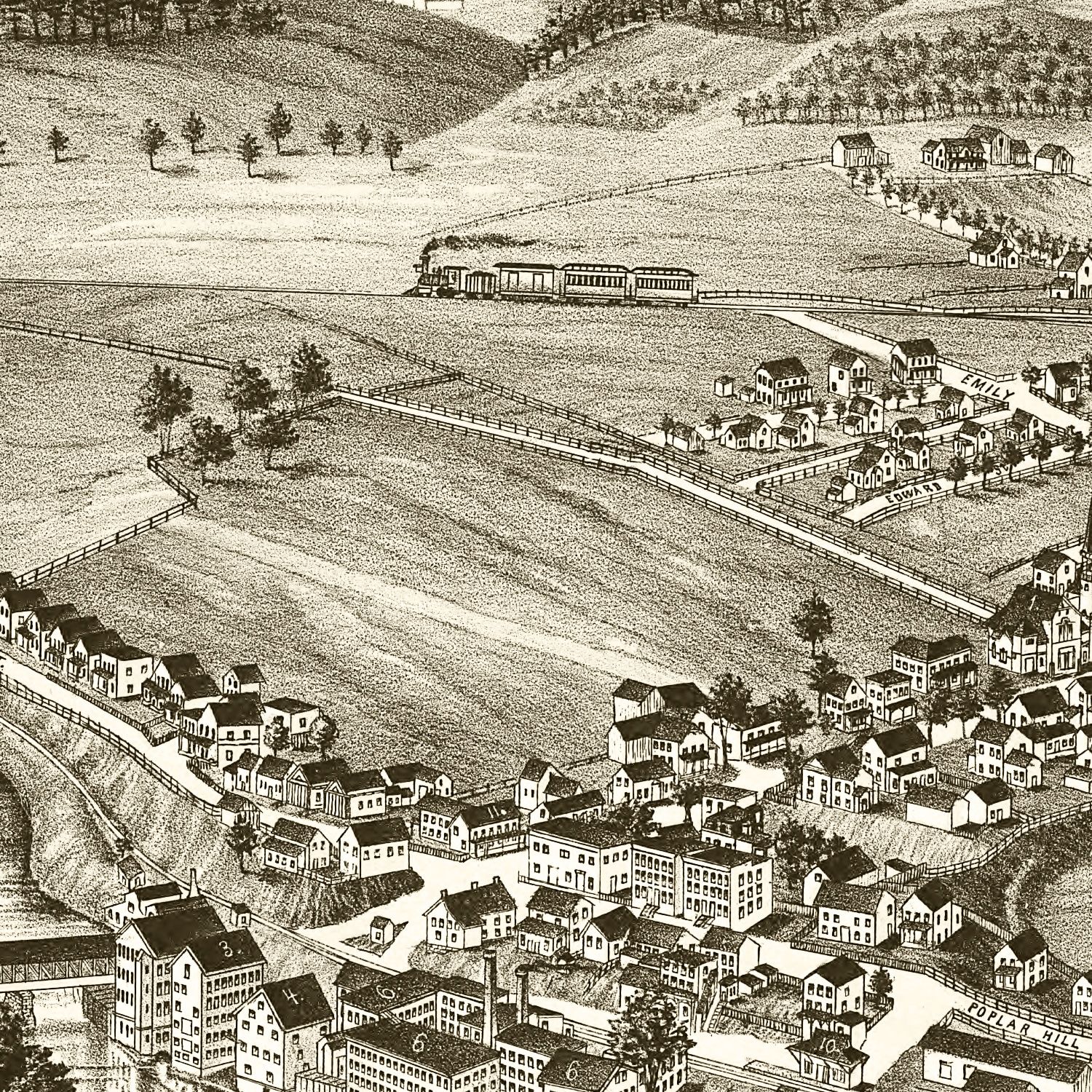 Vintage Map of Valley Falls, New York 1887