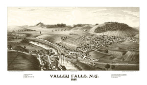 Vintage Map of Valley Falls, New York 1887