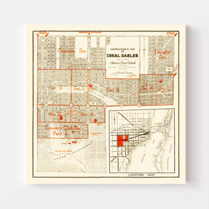 Vintage Map of Coral Gables, Florida 1924