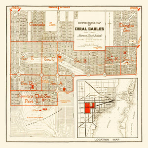 Vintage Map of Coral Gables, Florida 1924