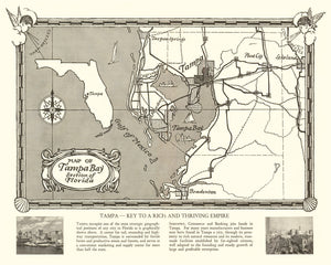 Vintage Map of Tampa, Florida 1928