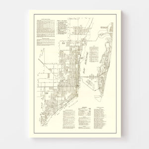 Vintage Map of Miami, Florida 1929