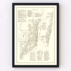 Vintage Map of Miami, Florida 1929