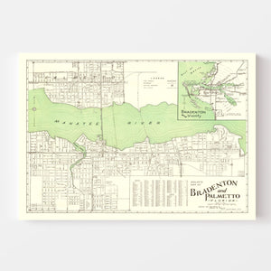 Vintage Map of Bradenton, Florida 1940