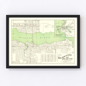 Vintage Map of Bradenton, Florida 1940