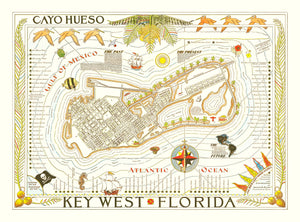 Vintage Map of Key West, Florida 1940
