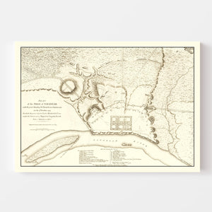 Vintage Map of the Siege of Savannah, 1794