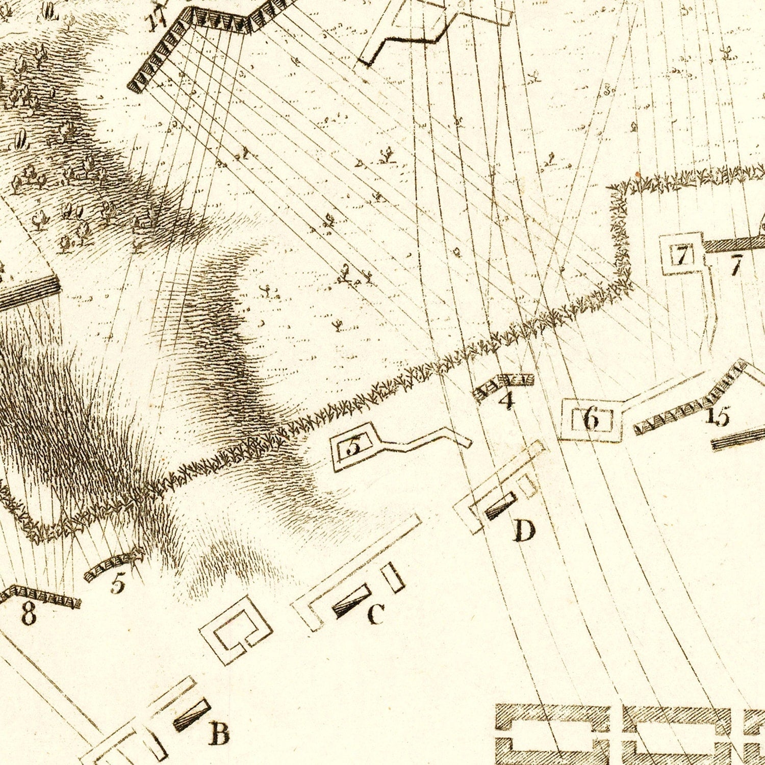 Vintage Map of the Siege of Savannah, 1794
