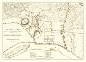 Vintage Map of the Siege of Savannah, 1794