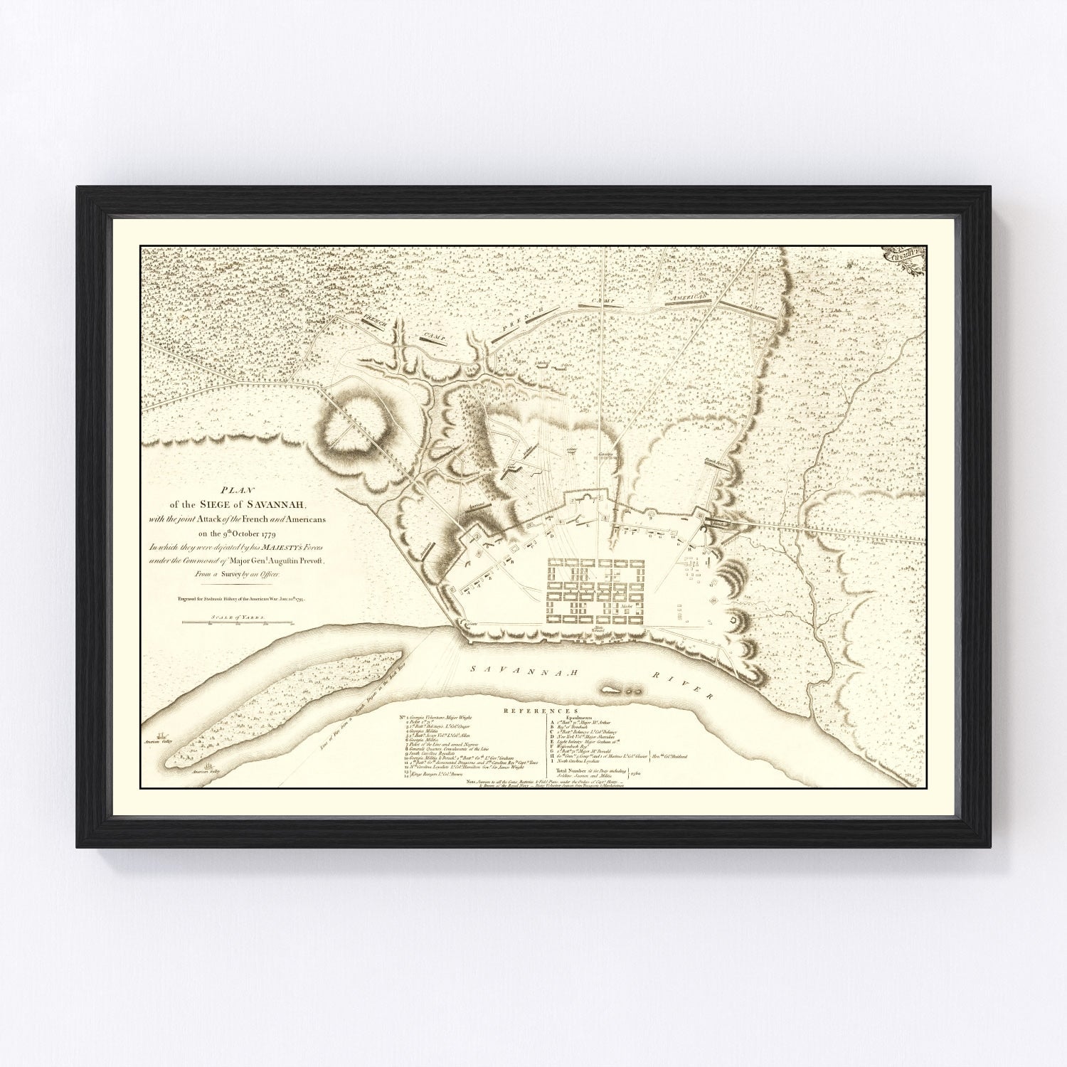 Vintage Map of the Siege of Savannah, 1794