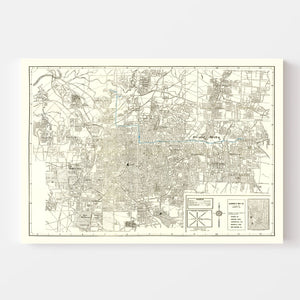 Vintage Map of Atlanta, Georgia 1947