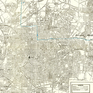 Vintage Map of Atlanta, Georgia 1947