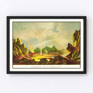 Vintage Map of Burning Lake of Kilauea, 1884